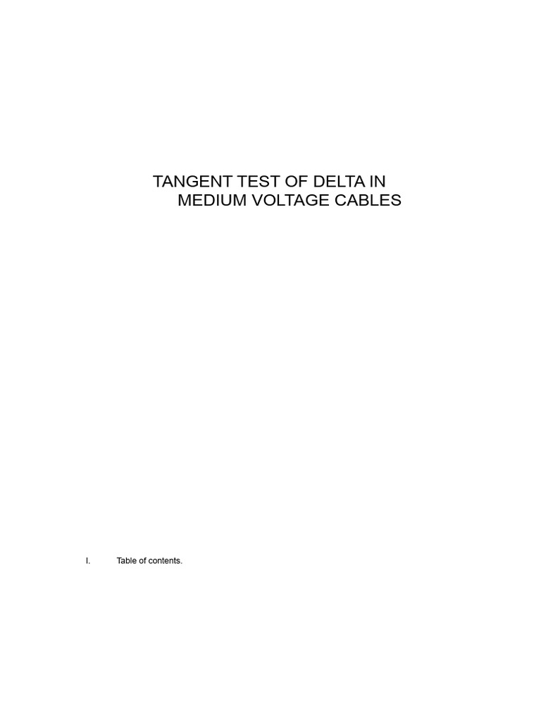 Delta Tangent Tests On Medium Voltage Cables and Equipment | PDF ...