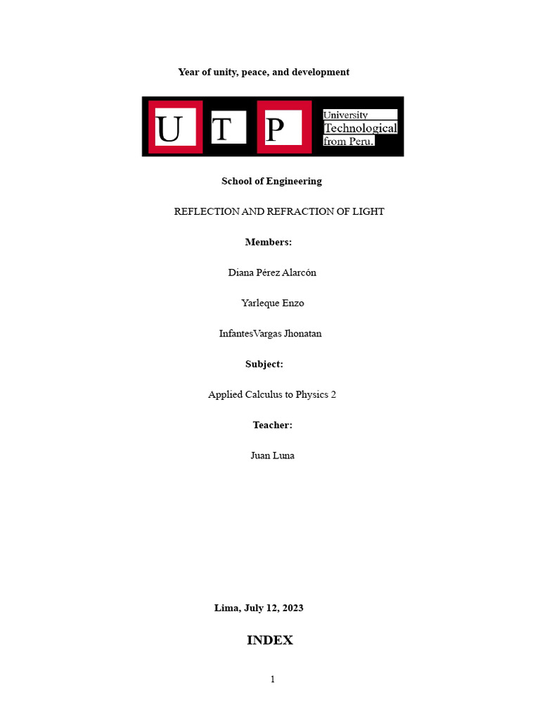 Reflection and Refraction of Light Experiment | PDF | Refraction ...