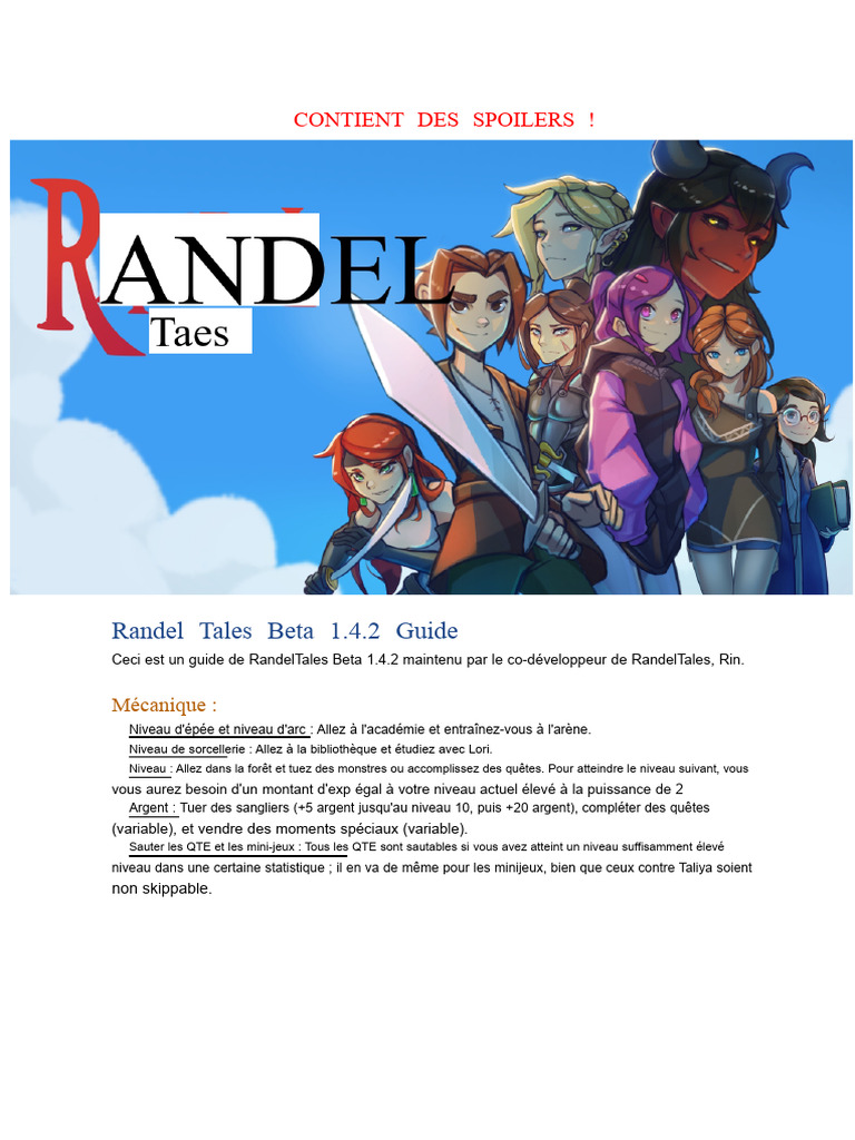 Guide Randel Tales Beta 1.4.2 | PDF