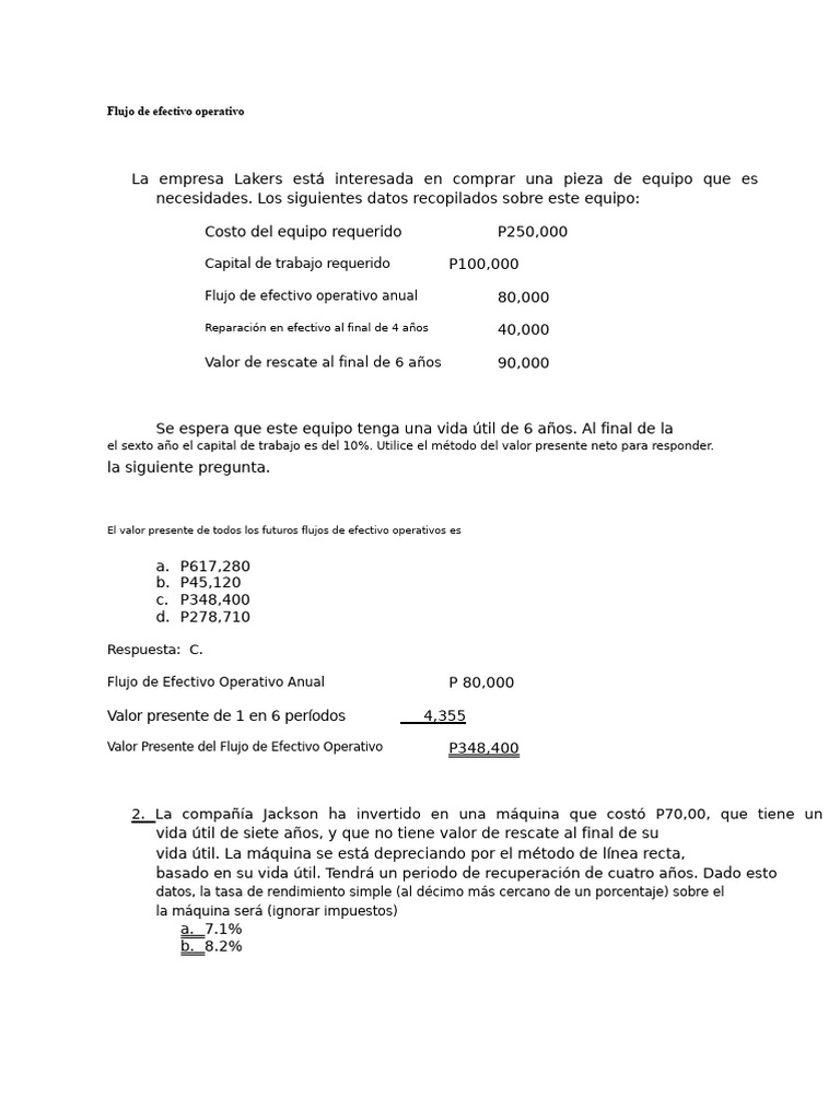 Análisis de Flujo de Efectivo y Retorno de Inversión | PDF ...