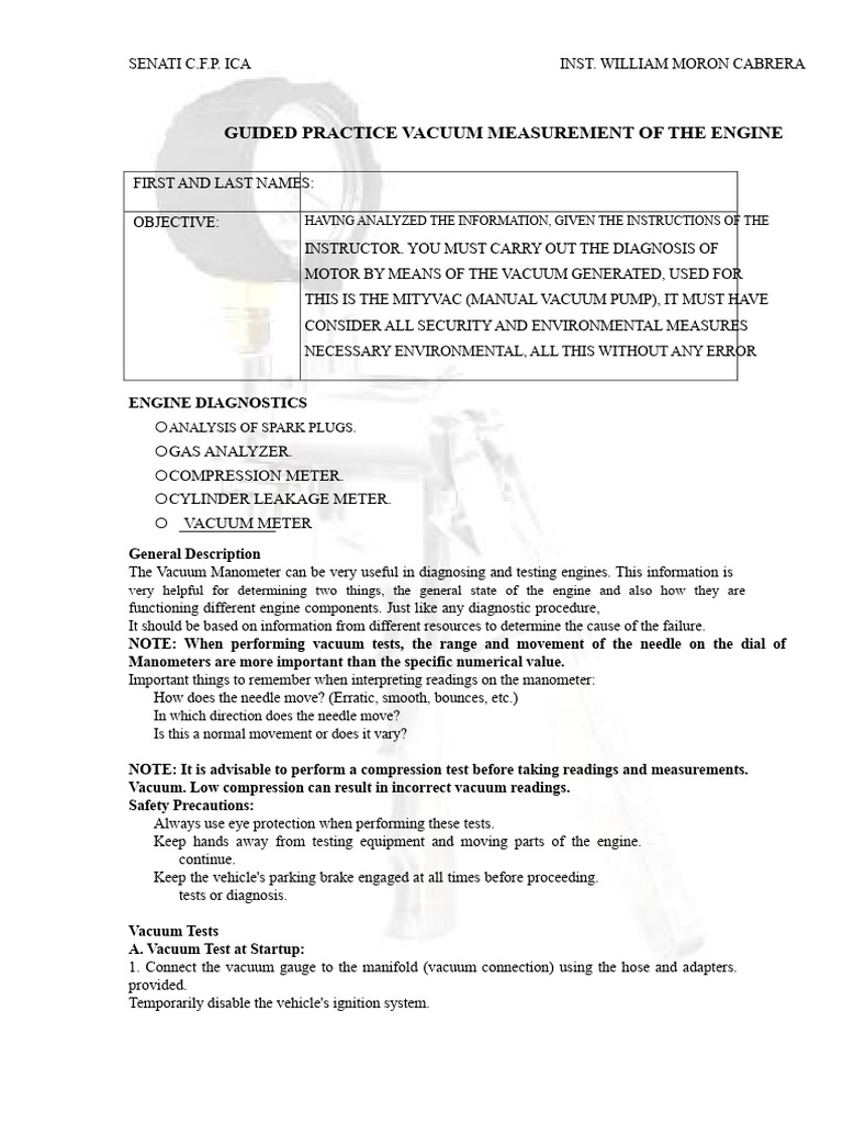 Engine Vacuum Measurement Guide | PDF | Pressure Measurement | Vacuum
