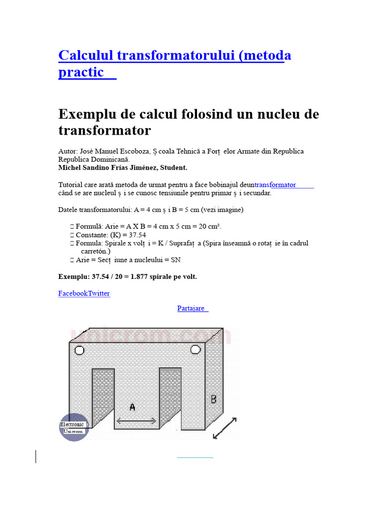Calculul Transformatorului | PDF