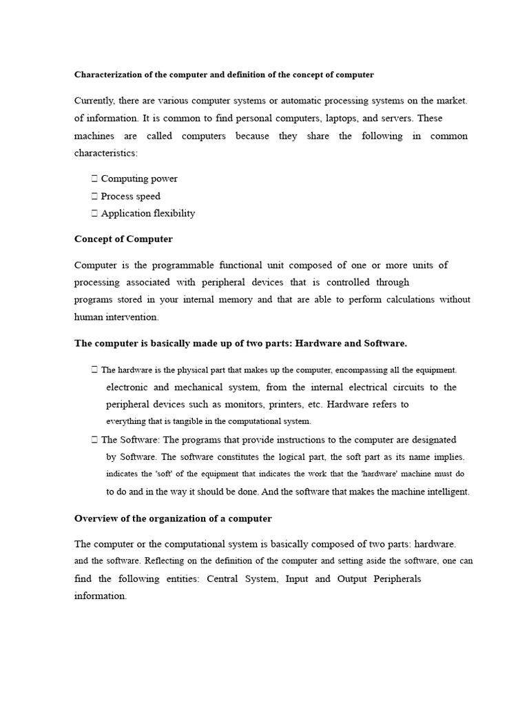Characterization of The Computer and Definition of The Concept of ...