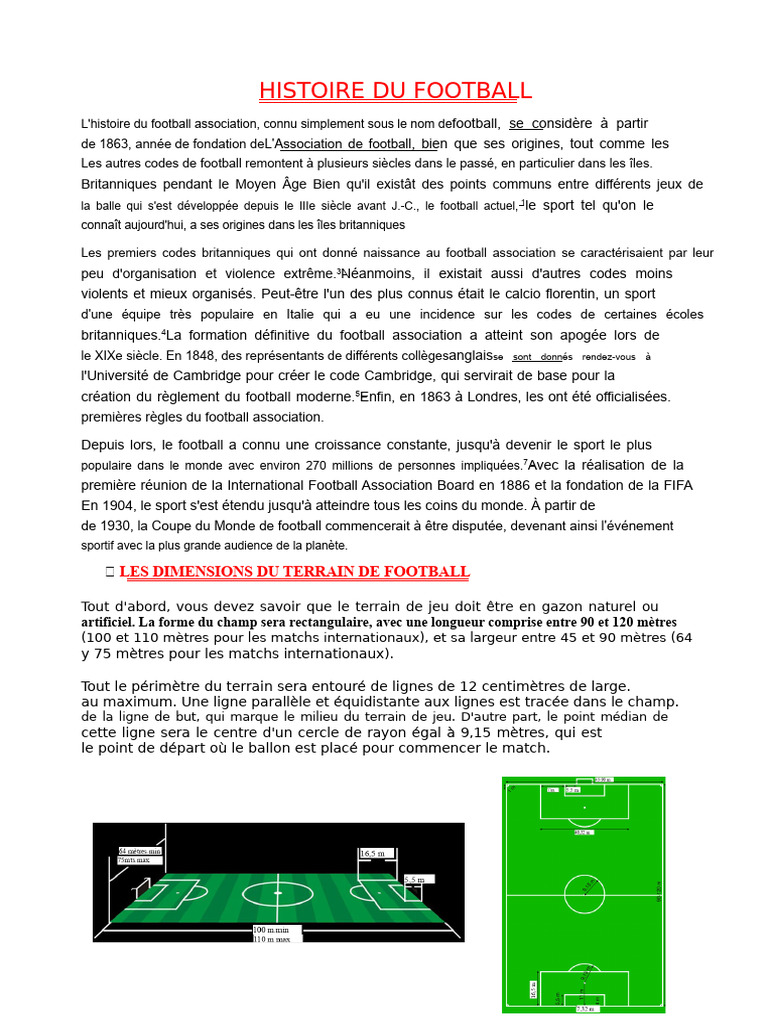Histoire et règles du football moderne | PDF | Code du football | Jeux ...