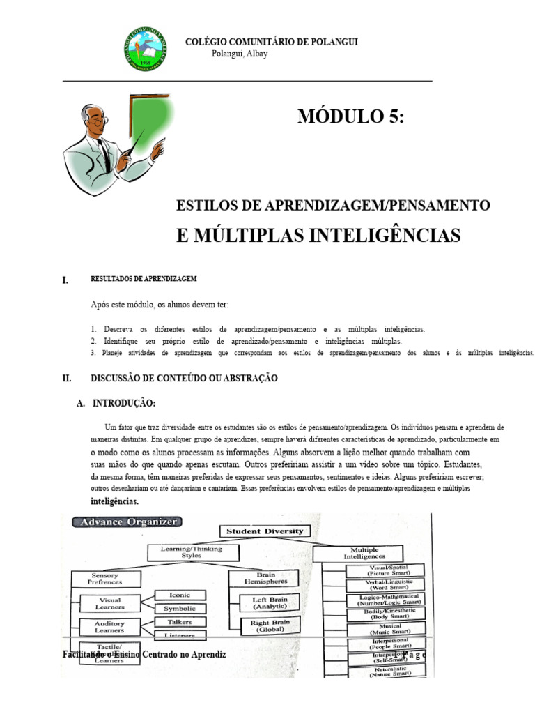Estilos de Aprendizagem e Inteligências | PDF | Aprendizado | Estilos ...