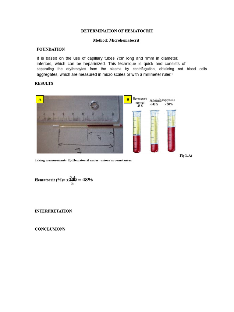 Determination of Hematocrit | PDF