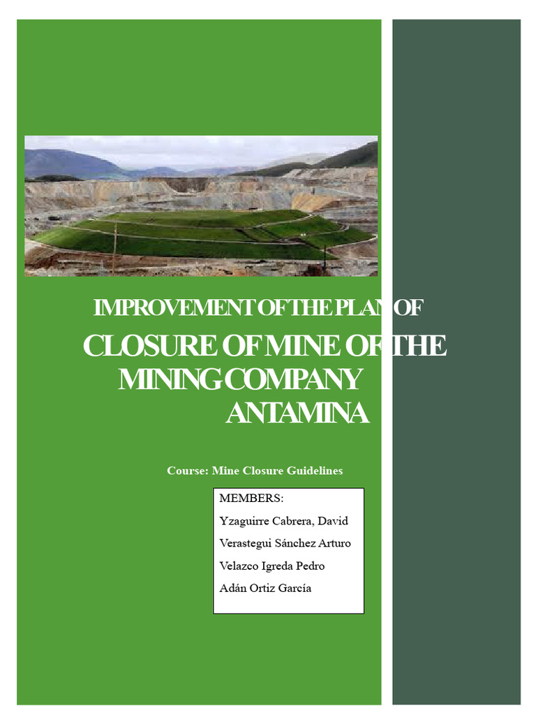 Closure Plan of Antamina Mining Company | PDF | Water | Mining