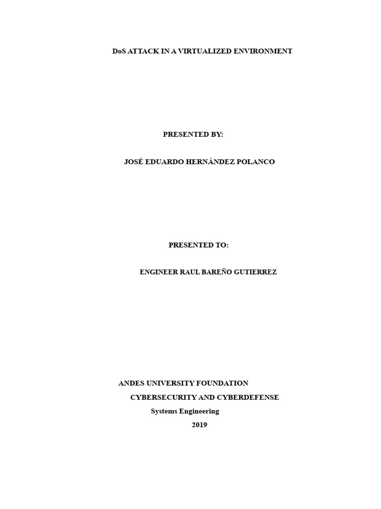 DoS Attack Simulation in Virtual Environments | PDF | Denial Of Service ...