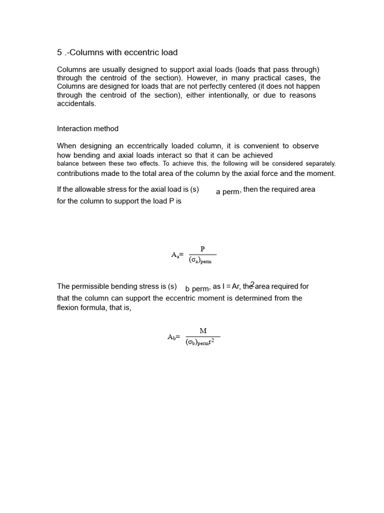 Eccentric Load Column Design Guide | PDF | Bending | Stress (Mechanics)