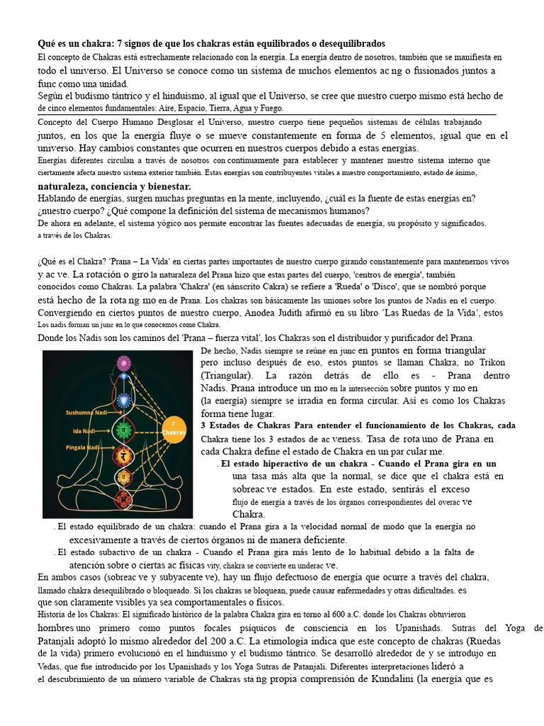 Signos de Chakras Equilibrados y Desequilibrados | PDF | Chakra ...