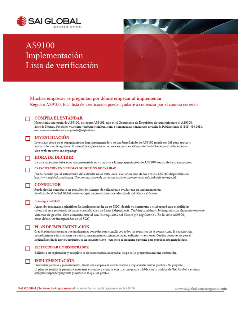 Guía de Implementación AS9100: Checklist | PDF | Auditoría | Sistema de ...