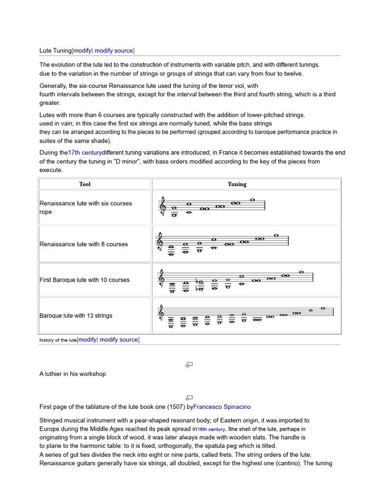 Tuning of The Lute | PDF | String Instruments | Guitars