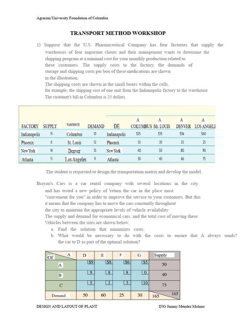 Workshop 4 TRANSPORT METHOD | PDF | Transport | Warehouse