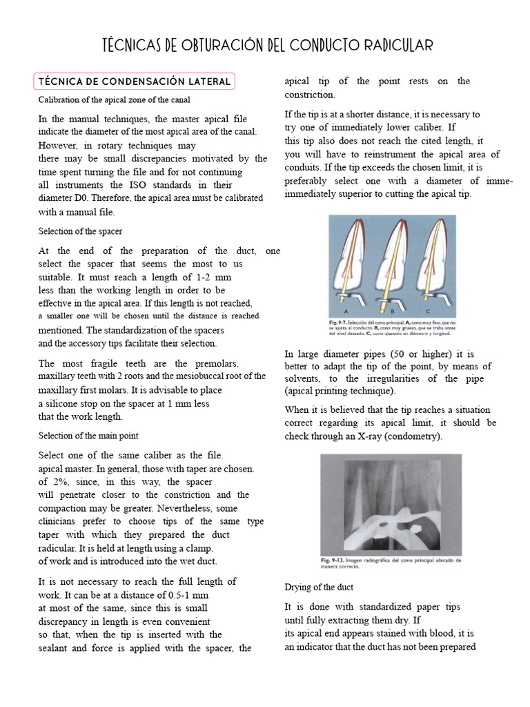 Techniques For Root Canal Obturation | PDF | Duct (Flow)