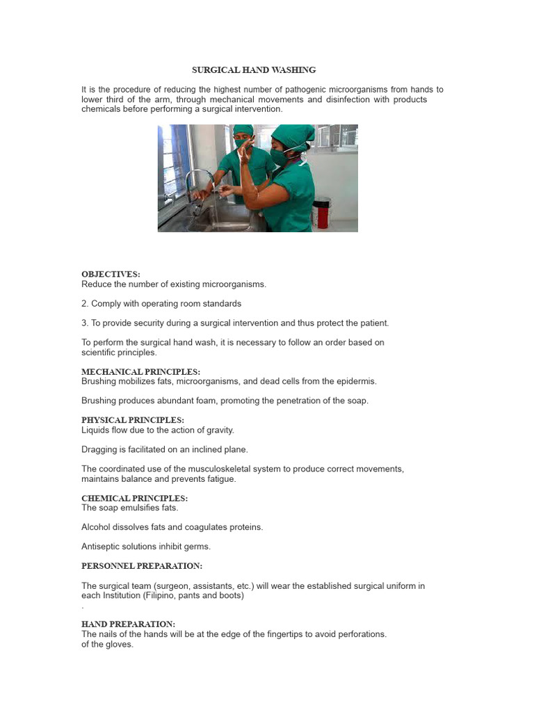 Surgical Hand Washing Techniques Guide | PDF | Hand Washing | Hand