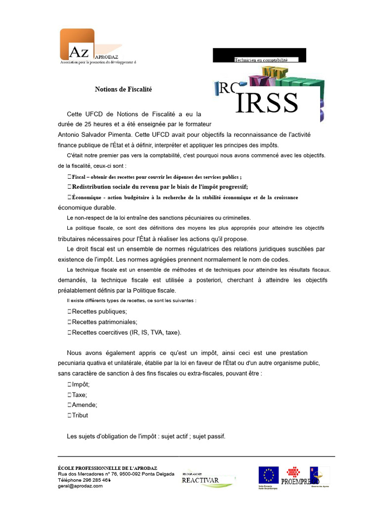 Introduction à la Fiscalité et Impôts | PDF | Impôts | Financement du ...