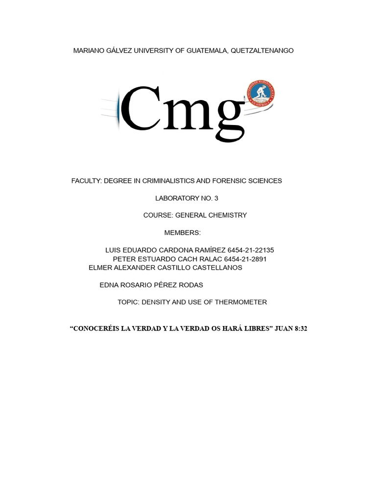 Laboratory Report No. 3 DENSITY AND USE OF THERMOMETER | PDF | Density ...