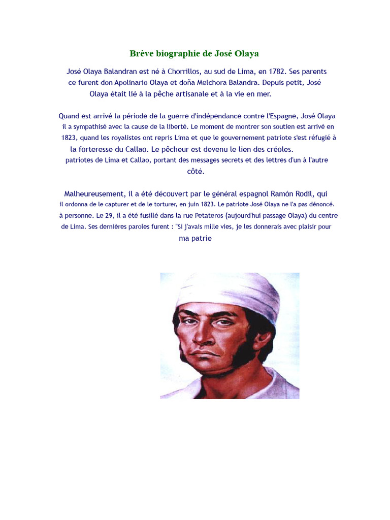 Biographie de José Olaya Balandran | PDF