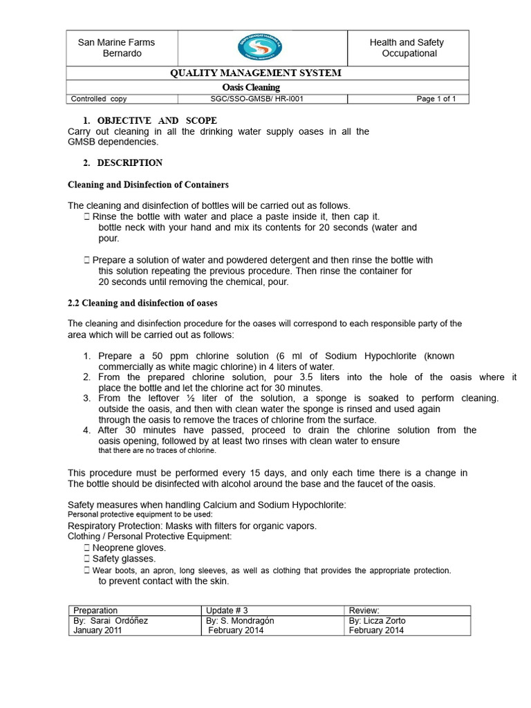 Oasis Cleaning | PDF | Disinfectant | Chlorine