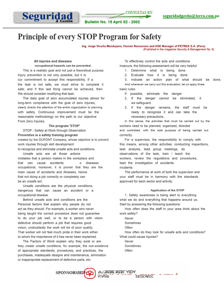 Principle of Every Stop Program | PDF | Occupational Safety And Health ...