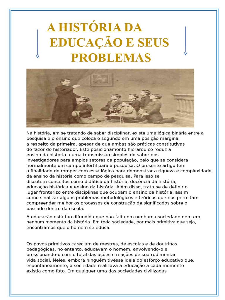 História da Educação e Seus Desafios | PDF | Pedagogia | Science