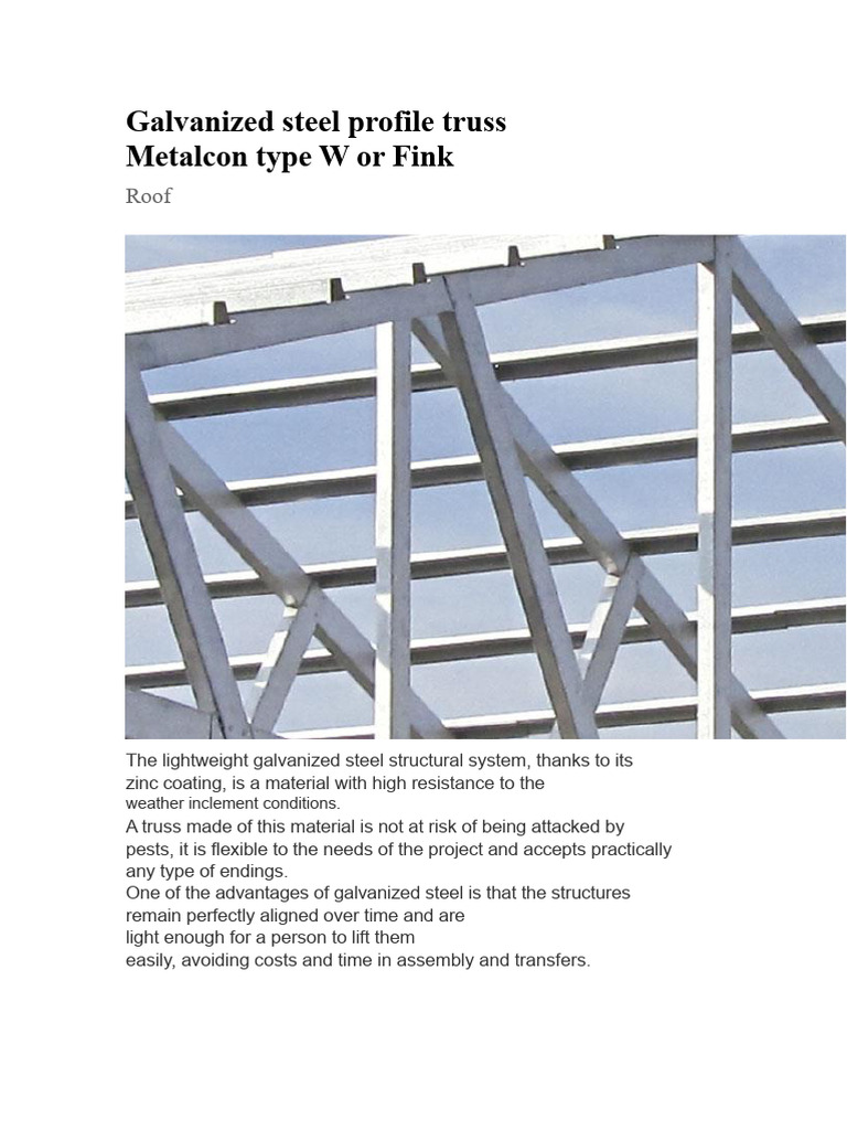 Galvanized Steel Truss Construction Guide | PDF | Truss | Structural ...