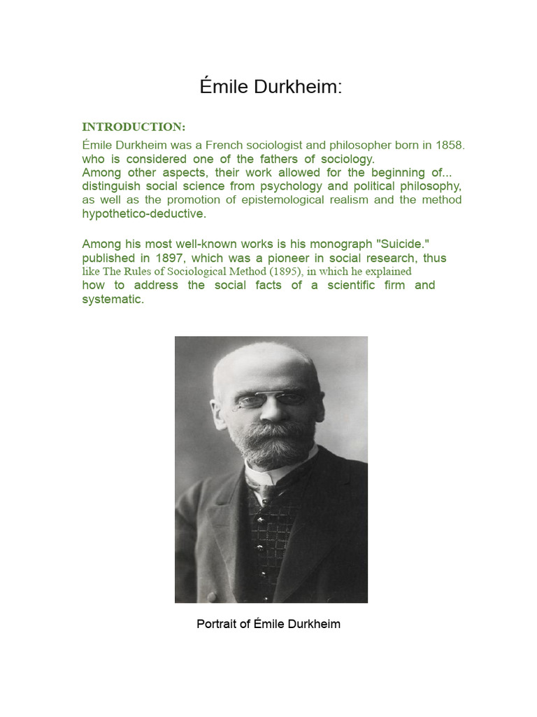 Émile Durkheim: Pioneer of Sociology | PDF | Émile Durkheim | Sociology