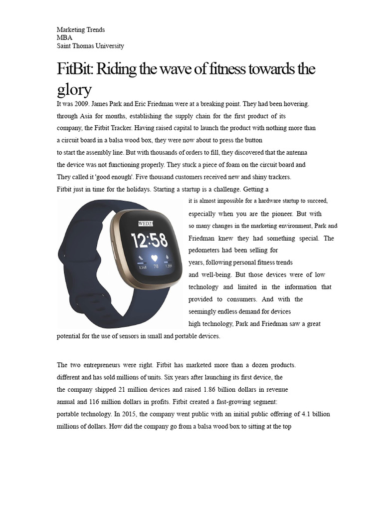 Case - FitBit, Riding The Fitness Wave To Glory | PDF | Fitbit | Employment