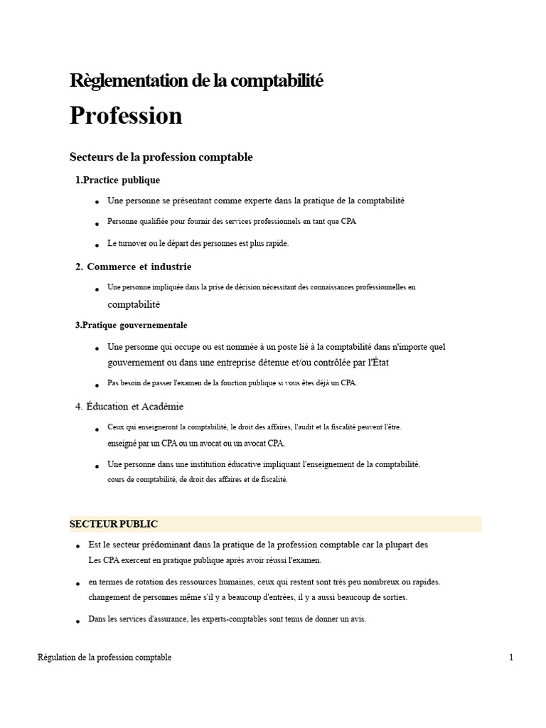 Réglementation de la profession comptable | PDF | Normes ...