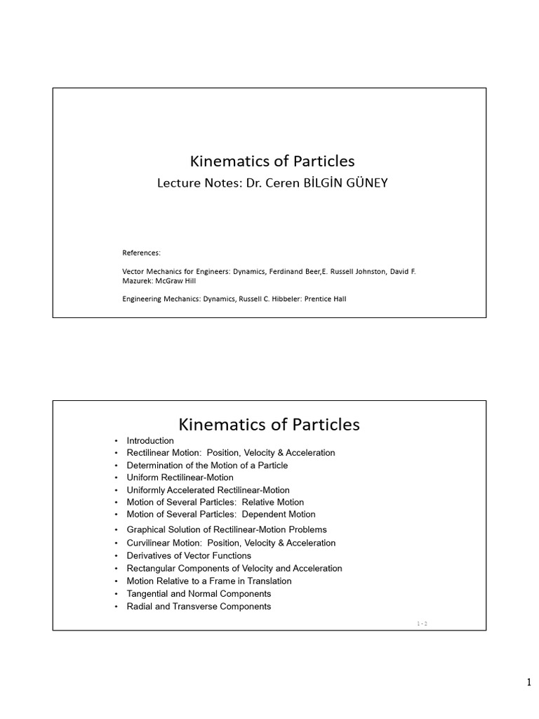 Kinematics of Particles | PDF | Acceleration | Kinematics