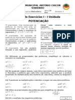 9º Ano Matematica 01 Lista de Exercicios I Potencias