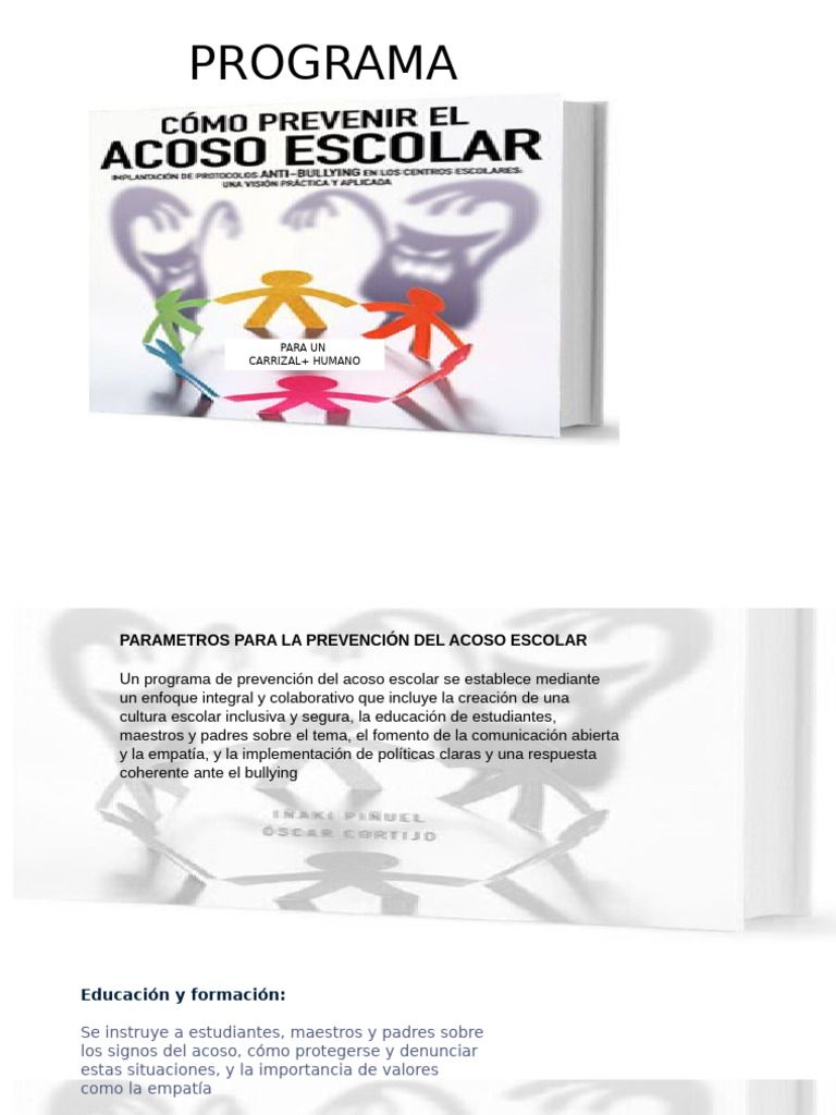 Programa de Prevención del Acoso Escolar | PDF | Empatía | Psicología ...