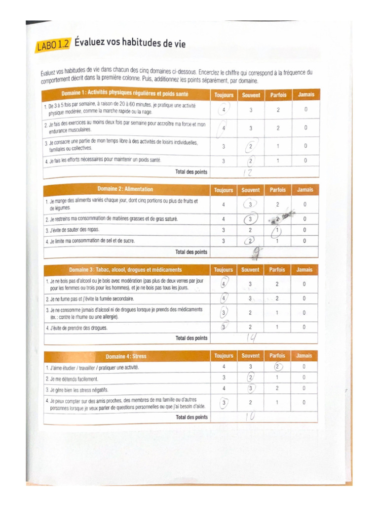 (ABO1.2 Évaluez Vos Habitudes de Vie | PDF