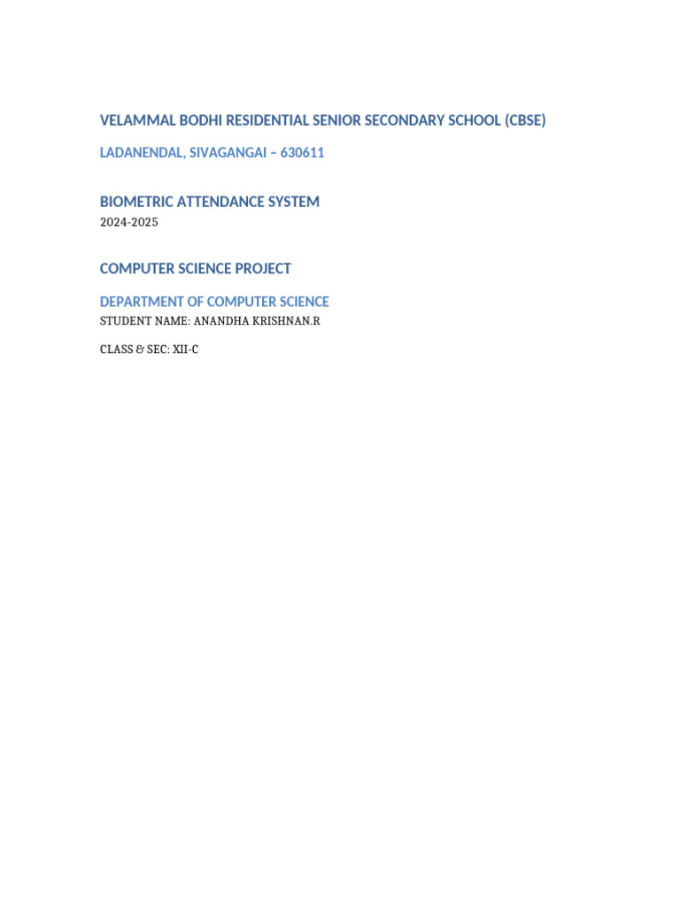 Biometric Attendance System Project | PDF | Biometrics | Information ...