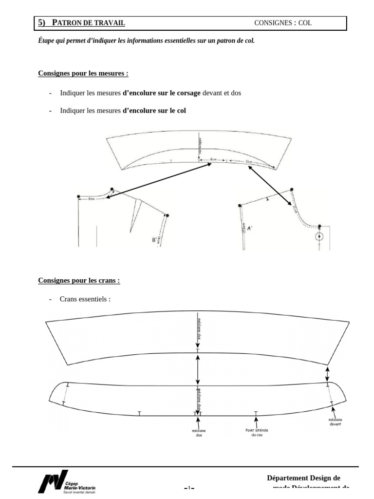 Consignes pour patron de col en mode | PDF