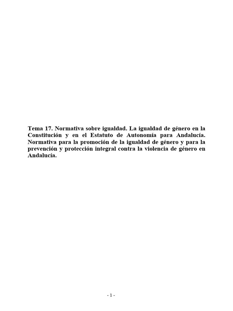 Igualdad de género en Andalucía y normativa | PDF | Estudios de género ...