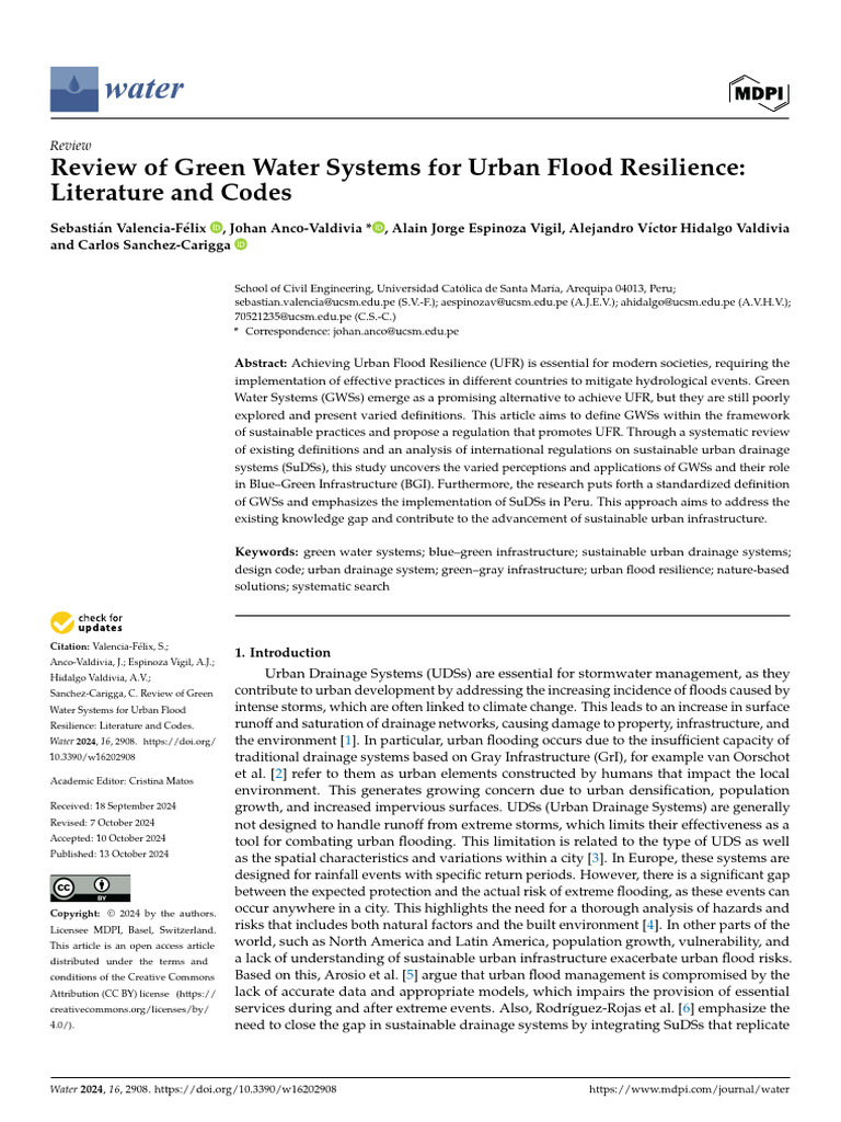 Green Water Systems for Urban Flood Resilience | PDF | Flood | Earth ...