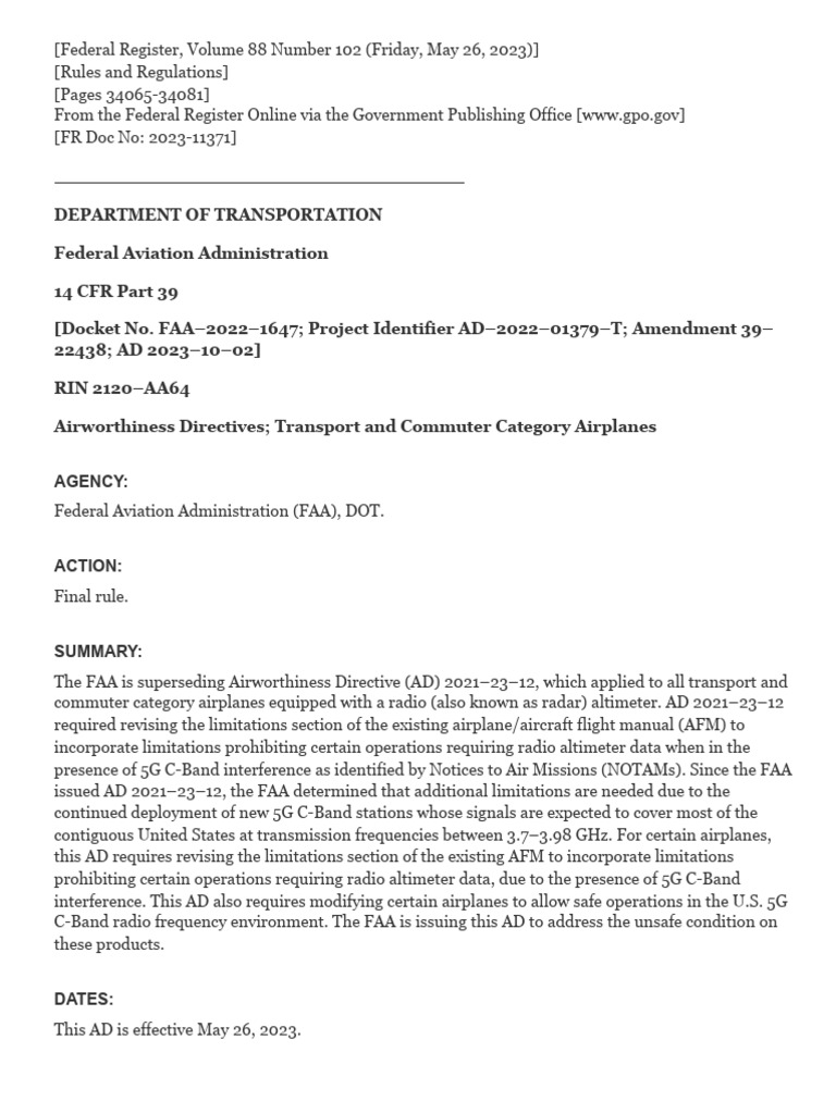 2023-10-02 | PDF | Federal Aviation Administration | Aviation