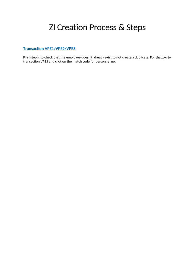 ZICreation Procedure | PDF