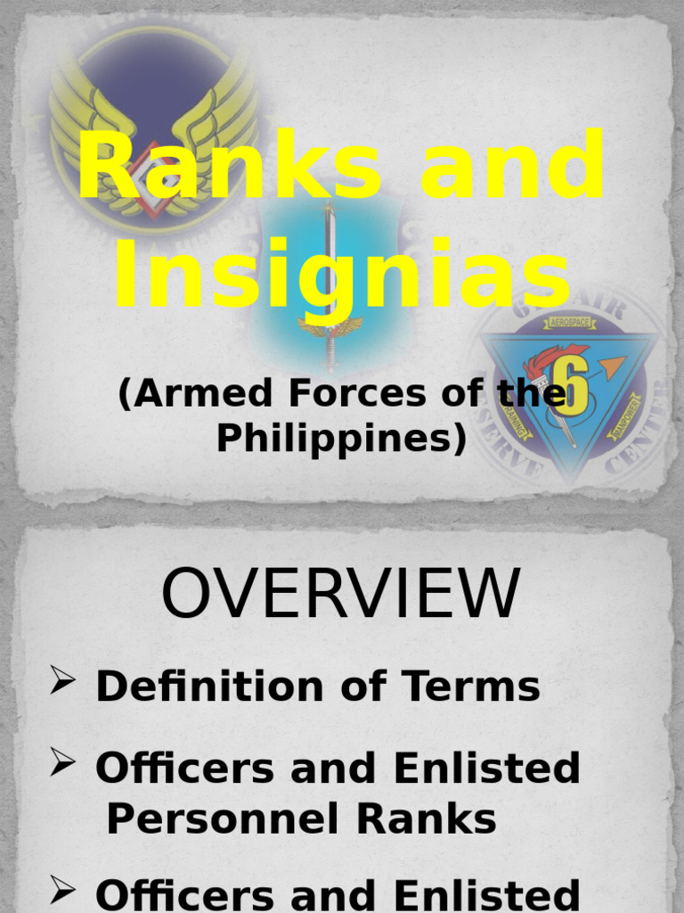 AFP Ranks and Insignias Overview | PDF | Sergeant | Military Rank