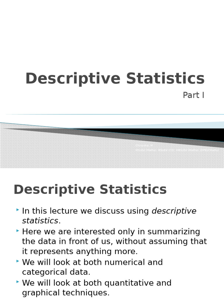 DescriptivesI Lecture | PDF | Coefficient Of Variation | Quantile