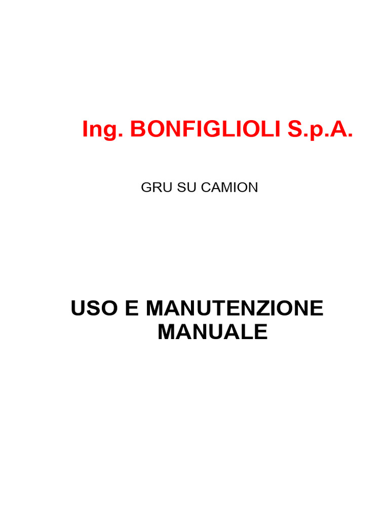 Manuale Di Uso e Manutenzione | PDF