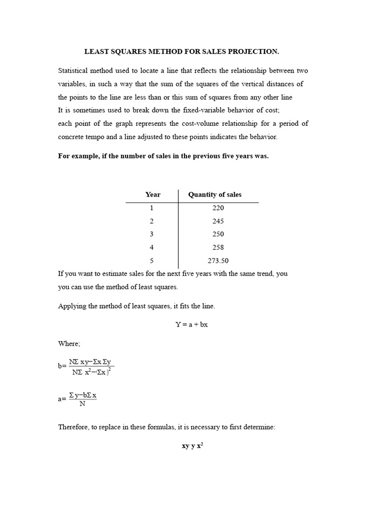 Sales Projection Using Least Squares Method | PDF | Least Squares ...