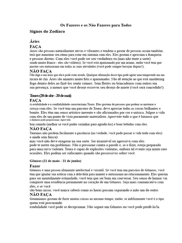 Guia de Relacionamento por Signo | PDF | Zodíaco | Vida