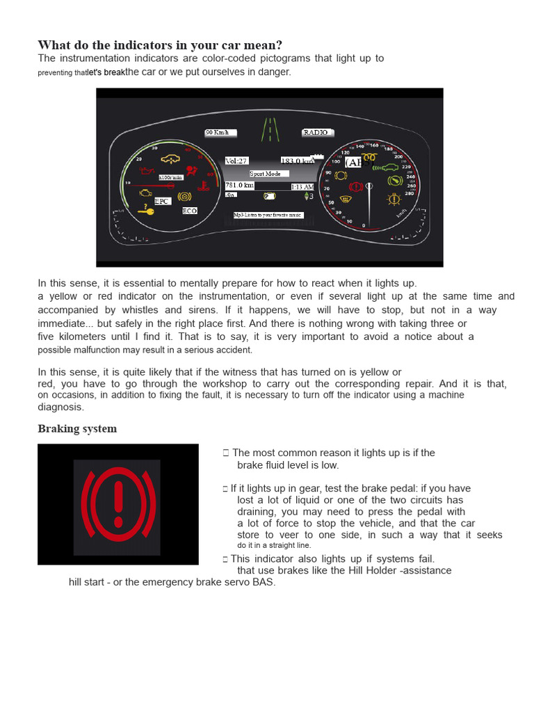 Understanding Car Indicator Lights | PDF | Anti Lock Braking System | Brake