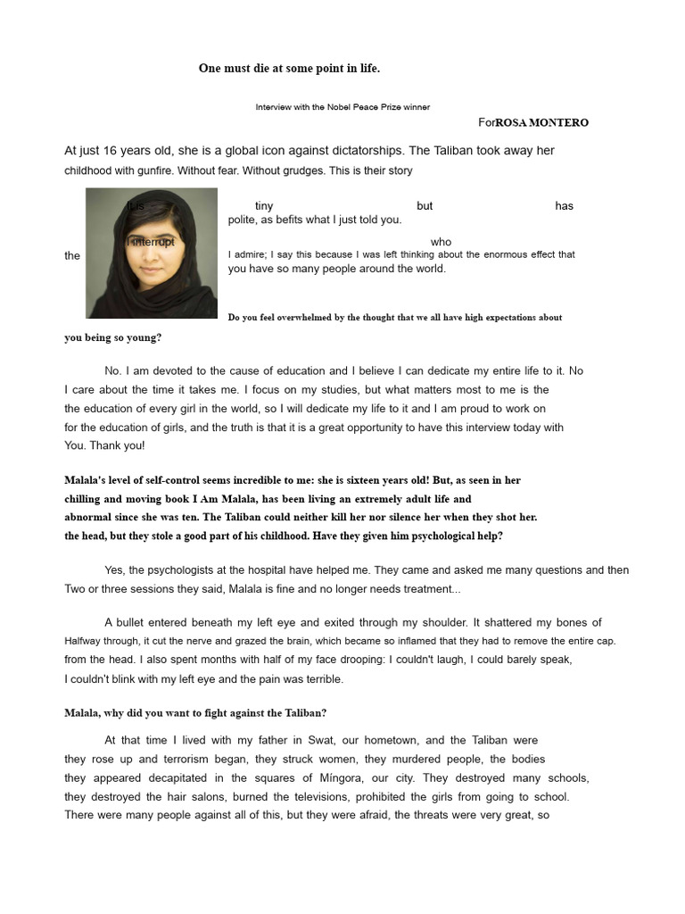 Malala's Fight for Girls' Education | PDF | Malala Yousafzai