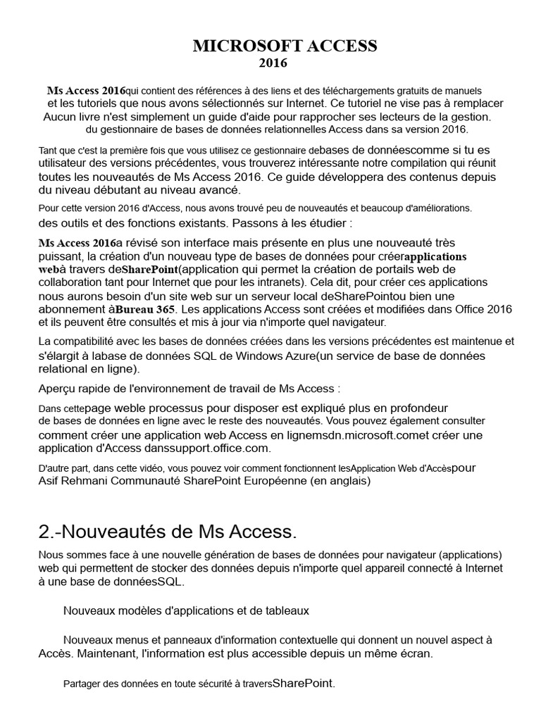 Guide pratique de MS Access 2016 | PDF | Microsoft Access | Bases de ...