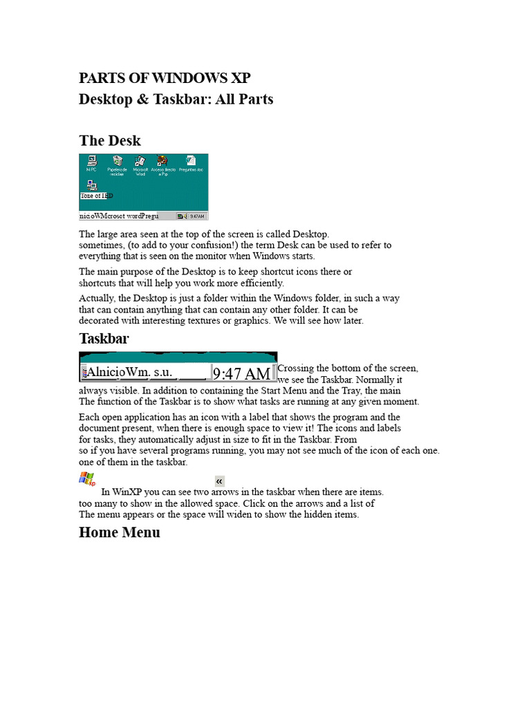 Understanding Windows XP Desktop Components | PDF | Computing | Software