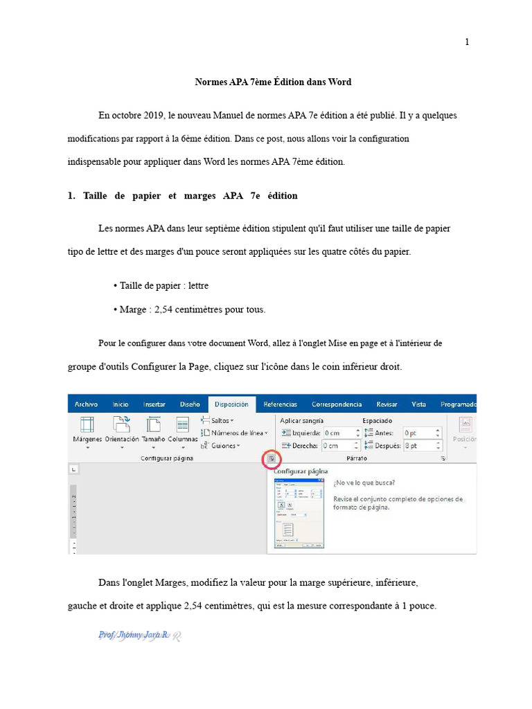 Configurer Word selon les normes APA 7 | PDF | Microsoft Word | Police ...
