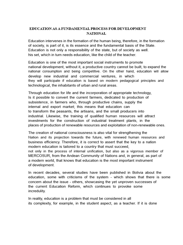 Education's Role in National Development | PDF | Communication